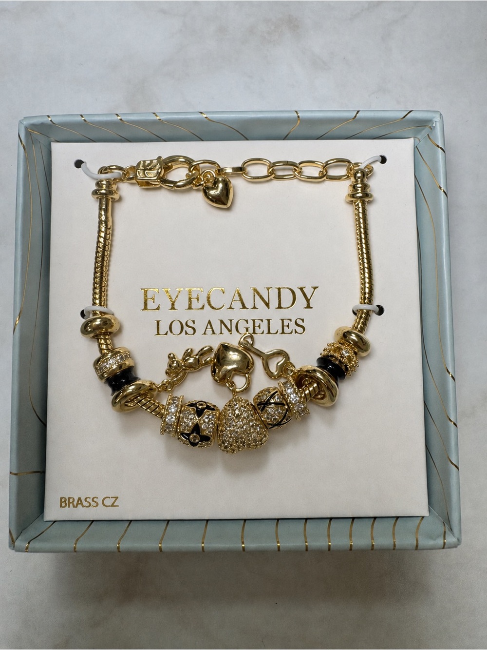 Gold Heart Charm Bracelet